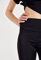 Bayan Siyah Yüksek Bel Parlak Tayt