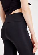 Bayan Siyah Yüksek Bel Parlak Tayt