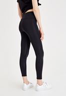 Bayan Siyah Yüksek Bel Parlak Tayt