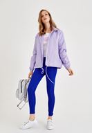 Bayan Lacivert Yüksek Bel Parlak Tayt