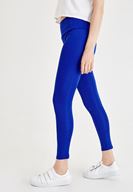 Bayan Lacivert Yüksek Bel Parlak Tayt