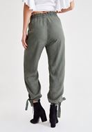 Bayan Yeşil Beli Lastikli Bilek Detaylı Pantolon ( TENCEL™ )