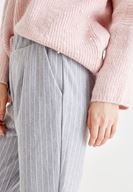 Bayan Çok Renkli Çizgili Cepli Boru Paça Pantolon