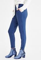 Bayan Çok Renkli Çizgili Cepli Boru Paça Pantolon