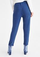Bayan Çok Renkli Çizgili Cepli Boru Paça Pantolon