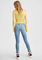 Bayan Mavi Dar Paça Düşük Bel Denim Pantolon