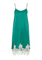 Bayan Yeşil Dantel Detaylı Saten Elbise