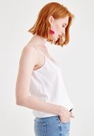 Bayan Beyaz Bağlamalı Saten Bluz