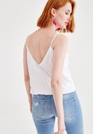 Bayan Beyaz Bağlamalı Saten Bluz