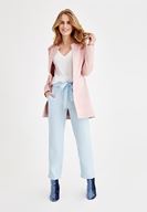 Bayan Pembe Dikiş Detaylı Cepli Ceket