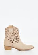 Bayan Krem Kısa Topuklu Bot