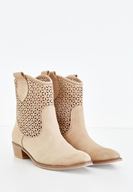 Bayan Krem Kısa Topuklu Bot