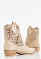 Bayan Krem Kısa Topuklu Bot