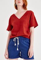 Bayan Mavi Beli Lastikli Cep Detaylı Mini Şort