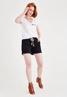 Bayan Siyah Beli Lastikli Cep Detaylı Mini Şort