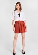 Bayan Kahverengi Önü Düğmeli Mini Etek ( TENCEL™ )