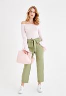 Bayan Yeşil Beli Kemerli  Pantolon ( TENCEL™ )