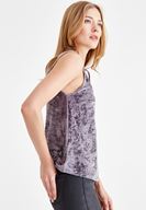 Bayan Mor Biye Detaylı Kadife Bluz