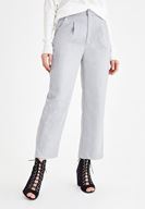 Bayan Gri Yüksek Bel Bol Paça Pantolon