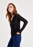 Bayan Siyah Sırt Detaylı V Yaka Triko