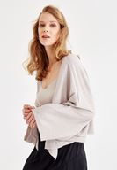 Bayan Gri Kol Detaylı Hırka