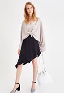 Bayan Gri Kol Detaylı Hırka