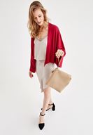 Bayan Pembe Kol Detaylı Hırka