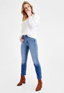 Bayan Krem Düşük Omuzlu Fırfır Detaylı Bluz