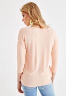 Bayan Pembe Uzun Kollu V Yaka Basic Tişört