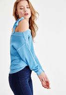 Bayan Mavi Askı Detaylı Triko