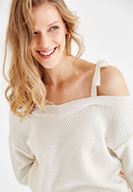 Bayan Gri Askı Detaylı Triko