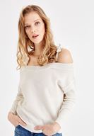 Bayan Gri Askı Detaylı Triko