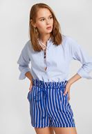 Bayan Çok Renkli Çizgi Desenli Şort