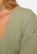 Bayan Yeşil Choker Yakalı Kruvaze Bluz