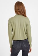 Bayan Yeşil Choker Yakalı Kruvaze Bluz