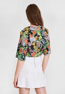 Bayan Çok Renkli Çiçek Desenli Bağlamalı Gömlek