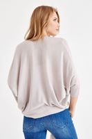 Bayan Gri Önü Bağlamalı Püskül Detaylı Triko