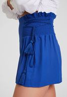 Bayan Lacivert Beli Bağlamalı Şort