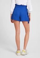 Bayan Lacivert Beli Bağlamalı Şort