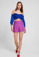 Bayan Lila Beli Bağlamalı Şort