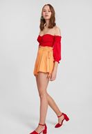Bayan Turuncu Beli Bağlamalı Şort