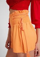 Bayan Turuncu Beli Bağlamalı Şort