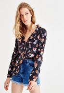 Bayan Çok Renkli Çiçek Desenli Gömlek