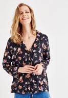 Bayan Çok Renkli Çiçek Desenli Gömlek