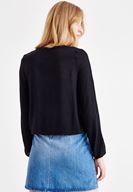 Bayan Siyah Önü Bağlamalı Kol Detaylı Bluz