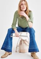 Bayan Yeşil Önü Bağlamalı Kol Detaylı Bluz