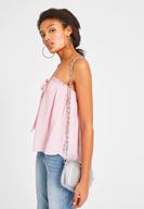Bayan Pembe Bağlama Detaylı Straplez Bluz