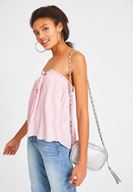 Bayan Pembe Bağlama Detaylı Straplez Bluz