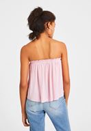 Bayan Pembe Bağlama Detaylı Straplez Bluz