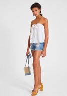 Bayan Beyaz Bağlama Detaylı Straplez Bluz